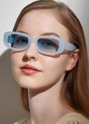Тренд окуляри сонцезахисні вузькі блакитні прозорі очки солнце...