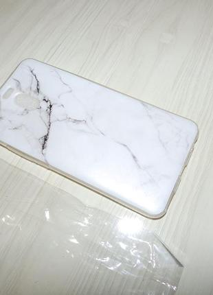 Чехол силиконовый на телефон meizu m6 note белый мрамор