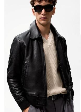 Шкіряна куртка boxy-fit zara