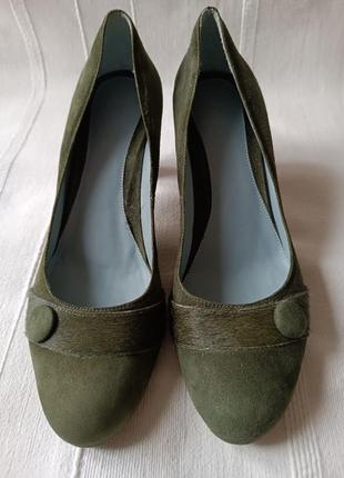 Mexx женские комбинированные туфли натуральный замш и мех зеле...