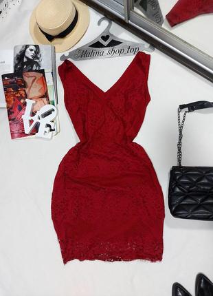 Платье кружевное бордовое нарядное платье 48 50 распродажа