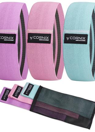 Резинки для фитнеса и спорта тканевые Cornix Hip Band набор 3 ...