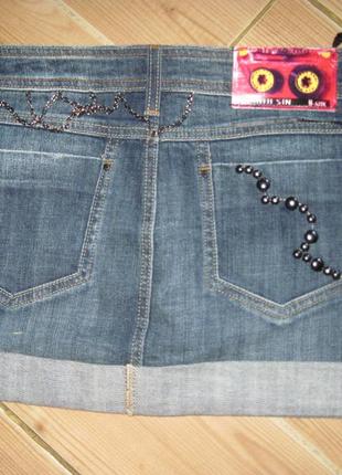 .новая джинсовая юбка с цепочками "eighth sin" р. l