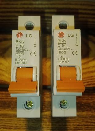 Автоматичний вимикач LG 1P 6.0KA BKN C 16A на DIN-рейку. Корея...