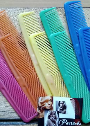 Розчіска для волосся пластику 18x4, кольорові, набір 10 штук