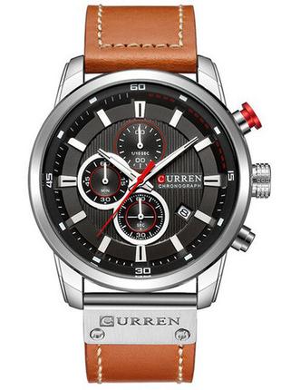 Классические мужские наручные часы Curren 8291 Brown-Silver-Black