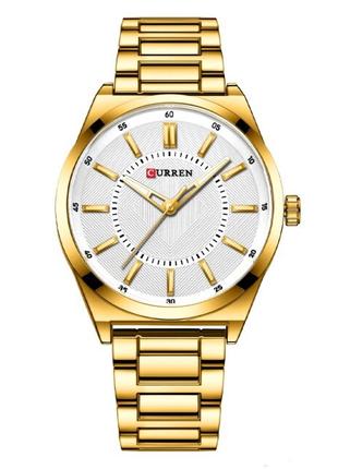 Классические мужские наручные часы Curren 8407 Gold-White