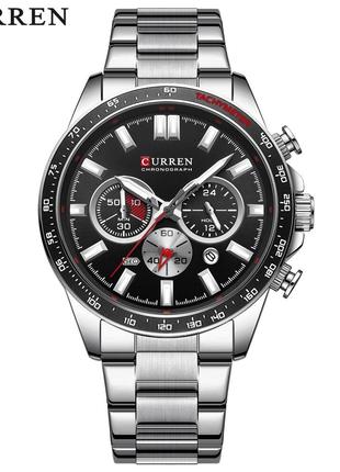 Классические мужские наручные часы Curren 8418 Silver-Black