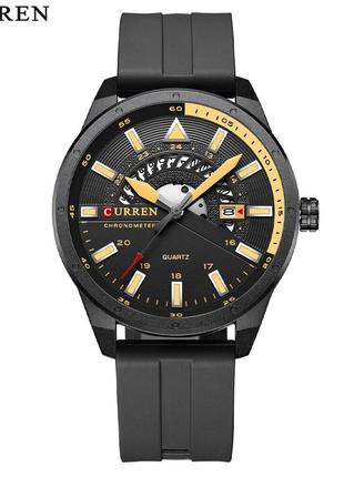 Классические мужские наручные часы Curren 8421 Black-Yellow