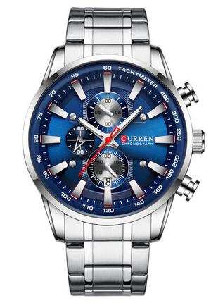 Классические мужские наручные часы Curren 8351 Silver-Blue