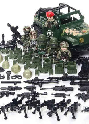 Фигурки человечки военные спецназ swat солдаты оружие машина джип