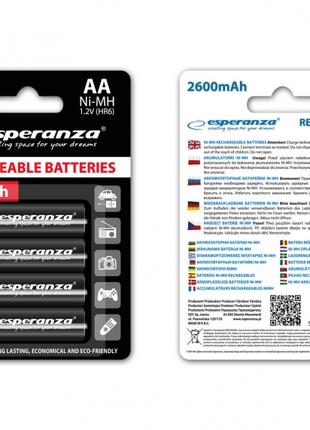 Аккумуляторы ESPERANZA Ni-MH AA 2600 mAh, 4шт, EZA106