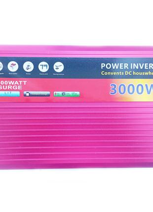 Инвертор Power Inverter 3000W 002 12В-220В (2розетки,1USB) Кра...