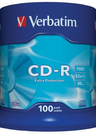 Диск CD-R 700MB 52x 100pcs Verbatim Extra Protection Cake (код...