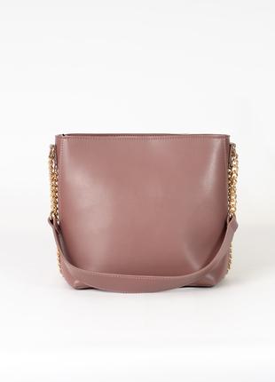 Женская сумка темно пудровая сумка розовая сумка на цепочке сумка