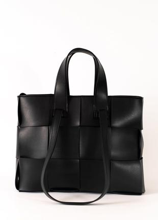 Женская сумка тоут черная сумка плетеная сумка с двумя ручками