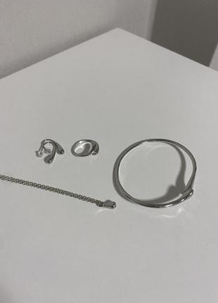 Женский набор, браслет, кольца, серьги, подвеска