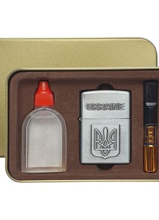Подарочный Набор 3в1 С Бензиновой Зажигалкой Герб Украины