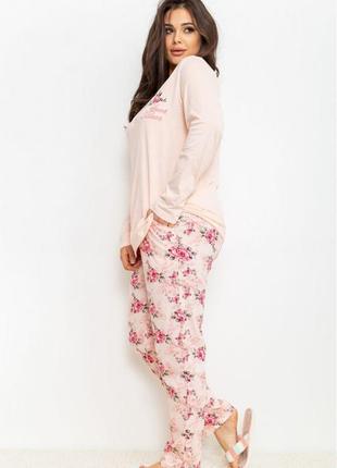 Жіноча піжама з принтом колір персиковий 219rp-293p