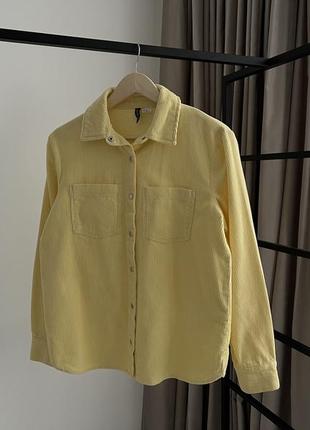 Велюровая плотная  рубашка желтого цвета h&m