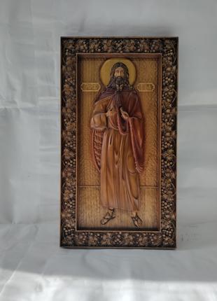 Ікона Святий Пророк Ілля, ікона з дерева, різьблена  40х22см.