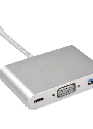 Адаптер Multiport USB Type-C to VGA/USB 3.0/Type-C (Silver) STLab