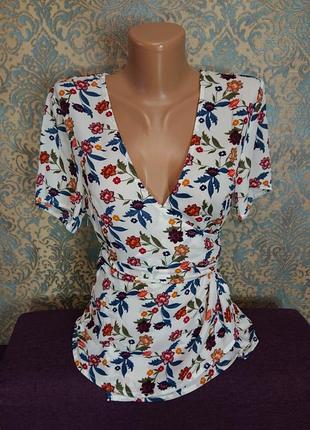 Женская блуза в цветы на запах р.42/44 блузка блузочка