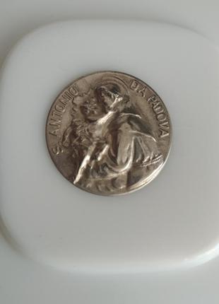 Серебряный амулет медаль s.antonio антиквариат