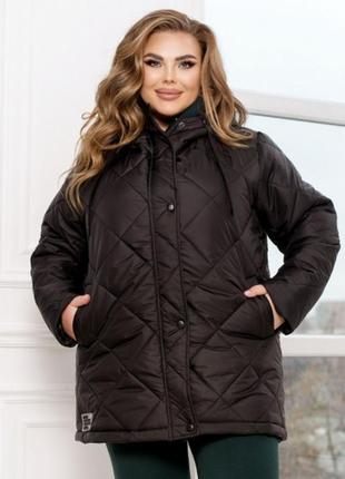 Теплая зимняя стеганая куртка батал❄️ 48528