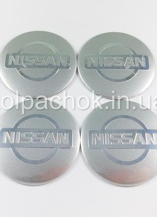 Наклейки для колпачков на диски Nissan серебро/хром лого (65мм)