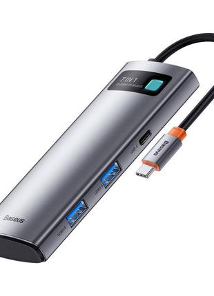USB хаб на 7 выходов на Type-C HDMI выход Baseus Metal Gleam S...