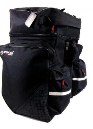 Велосумка на багажник Spencer Triple Bag 3-секційна 49 л, чорн...