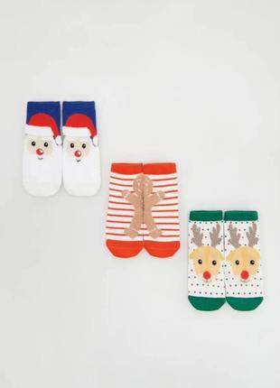 Антислизькі різдвяні шкарпетки, 3 пари носки носочки новорічні...