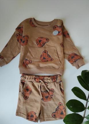 Комплект костюм шорти кофта реглан тигр 🐯 george, 2-3 роки