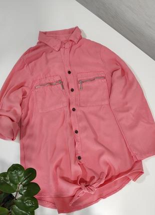 Рубашка сорочка жіноча рожева блузка, розмір s/m