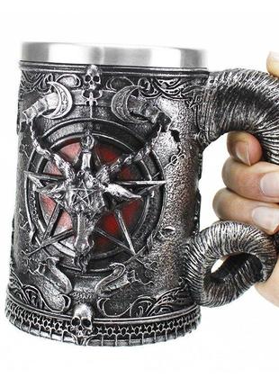 Кружка чашка бокал бафомет викинг воин сатана 3d молот тора зв...