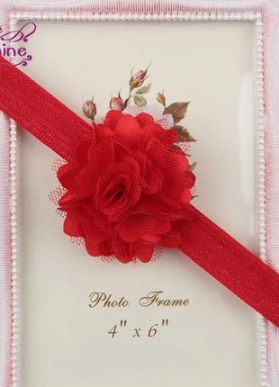Детская повязка красная с цветком - размер универсальный, цветок
