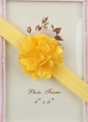 Детская повязка желтая с цветком - размер универсальный, цветок 5
