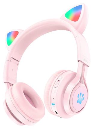 Беспроводные наушники Hoco “W39 Cat ear” для детей Pink