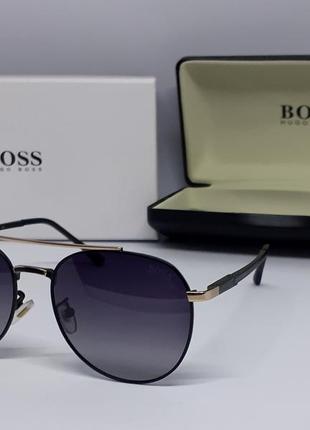 Hugo boss очки мужские солнцезащитные чорные с золотом поляриз...