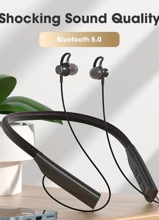Bluetooth навушники BT126 чорні бездротові підвісні беспроводные