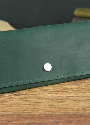 Шкіряний гаманець Флай, натуральна Вінтажна шкіра, колір Зелёный