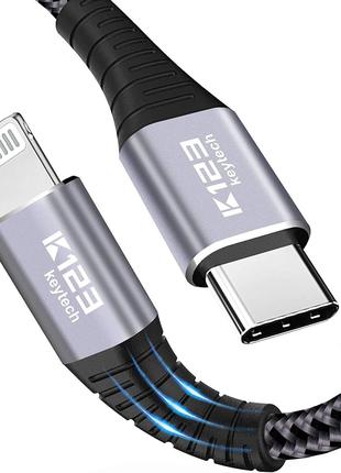 K123 Keytech USB C — кабель Lightning 3,3 фута, [Apple MFi Cer...