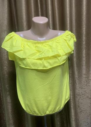 Нова блузка футболка яскравого, жовто-лимонного кольору з окрытым