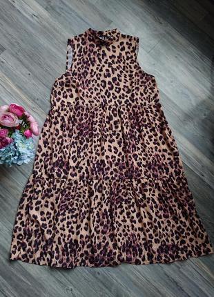 Платье свободного фасона ярусами леопард принт 🐆 boohoo большо...