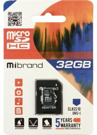 Карта памяти Mibrand 32GB microSDHC class 10 UHS-I (MICDHU1/32...