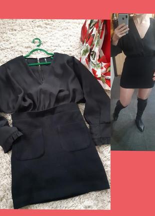 Стильное короткое черное платье, zara,  p. m