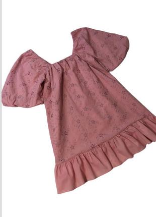Платье мини розовое платье, рукава пуфы буфы объемные беби дол