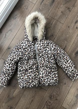 Зимняя куртка для девочки леопардовый принт