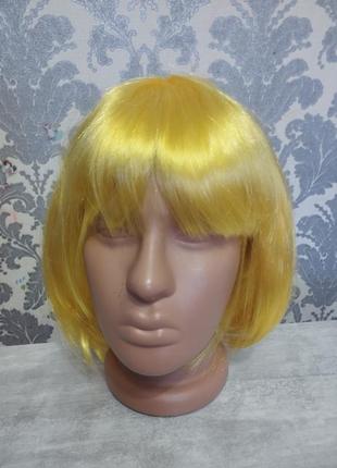 Распродажа!карнавальный парик жёлтый каре перука жовта яскрава...